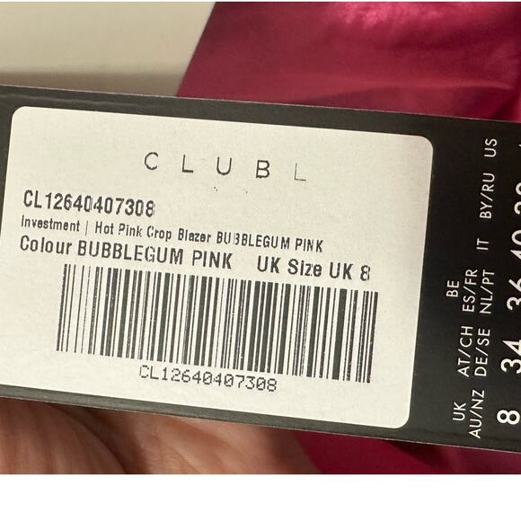 Club L London bubble gum pink one button crop boxy blazer size 4 - Picture 7 of 16